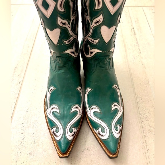 New, never worn! Heritage Green and White Cowboy Boots Size 8 - Picture 9 of 13